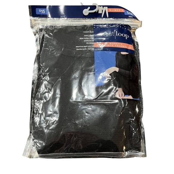 Westloop | Black Thermal Pajama Pants Top Set Women’s S/M Long Sleeve - Picture 1 of 3